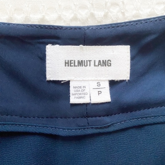 HELMUT LANG WOMEN'S NAVY HIGH RISE RELAXED ELASTIC CUFFS CROPPED DRESS PANTS - Picture 3 of 9